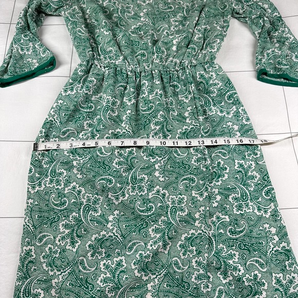 Boden Dress Womens 6 Green Dolly Day Paisley Faux Wrap Elastic Waist Classic - Picture 10 of 11